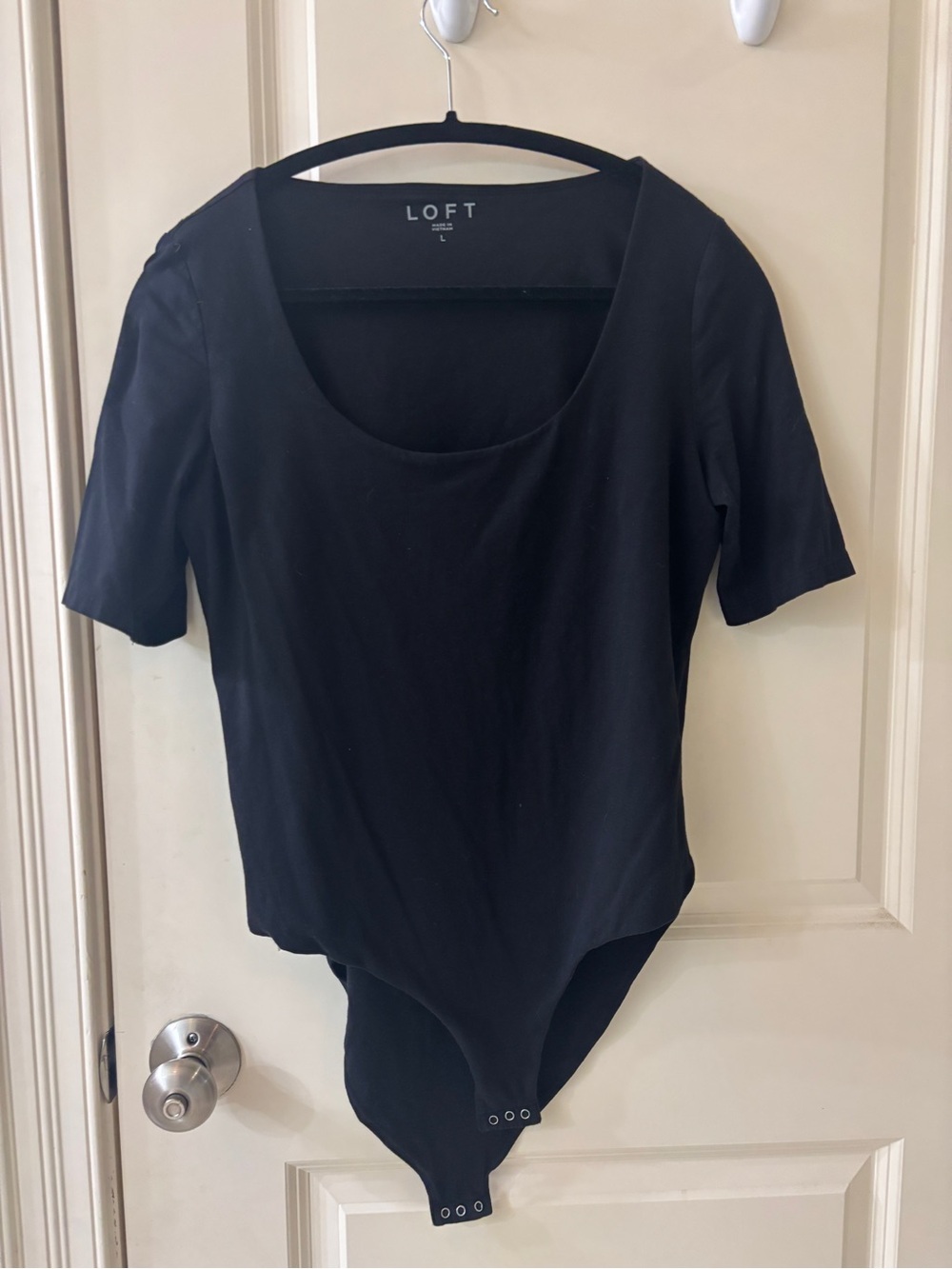 LOFT Black T-Shirt Bodysuit | Size L | Short Sleeve